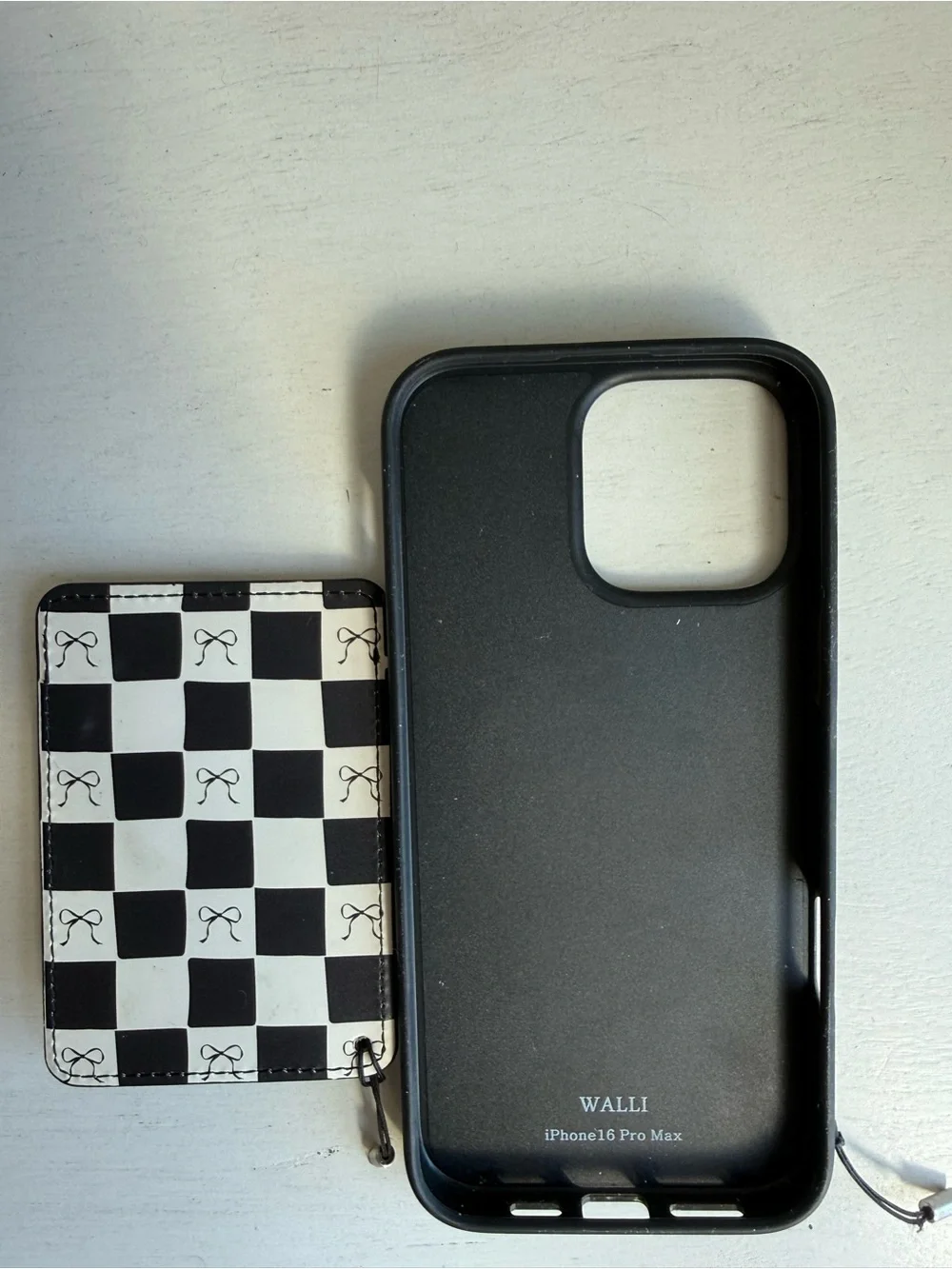 Checkerboard Card Pocket Phone Case in Black & White